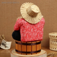 Оберег - домовой "Берендей в шляпе, сидит на бочке", h = 30 см, d = 19, микс Оберег - домовой "Берендей в шляпе, сидит на бочке", h = 30 см, d = 19, микс