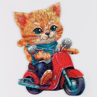 Пазлы деревянные фигурные детские &laquo;Кот на мопеде&raquo;, 96 элементов