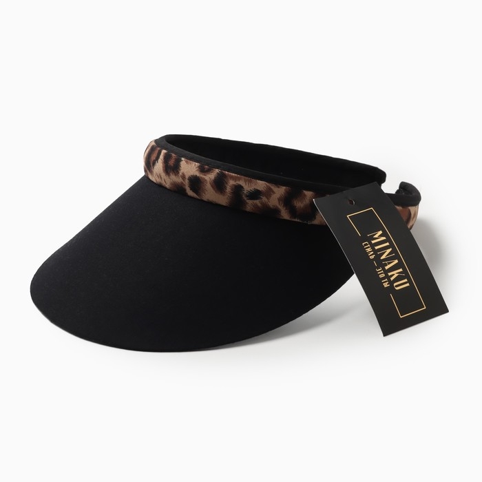 Козырёк женский MINAKU Козырёк женский MINAKU "Leopard" цвет чёрный, р-р 56-58