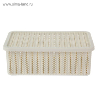 Корзина для хранения с крышкой &laquo;Вязание&raquo;, 3 л, 26,5&times;15&times;10 см, цвет белый