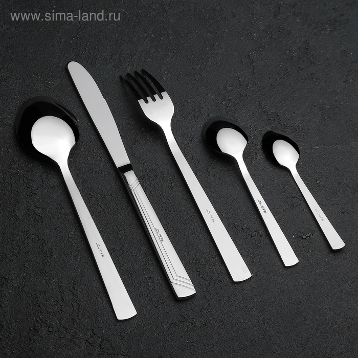 Набор столовый &laquo;Аппетит&raquo;, толщина 2 мм, декоративная коробка, 30 предметов, цвет серебряный