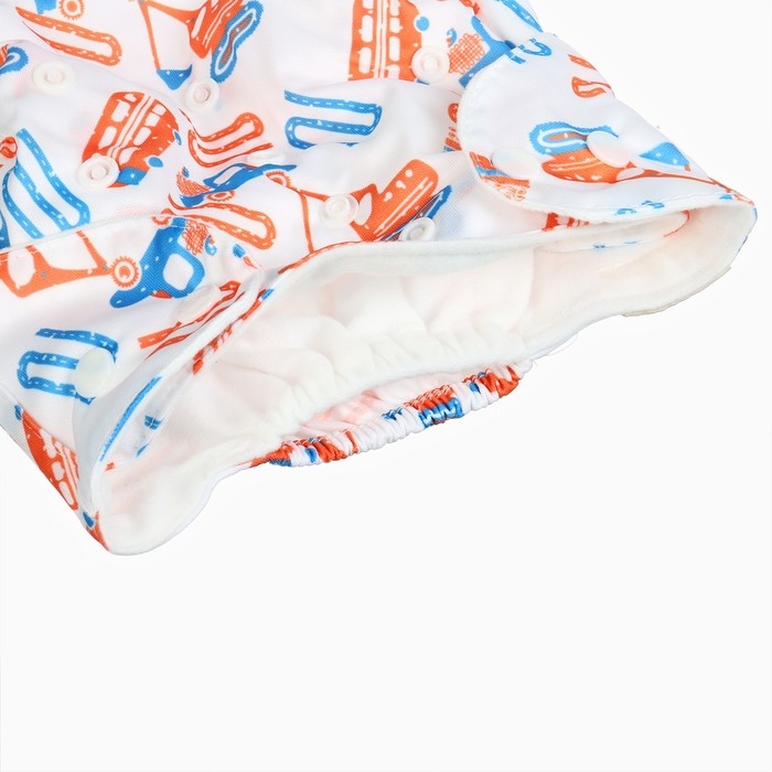 Набор многоразовых подгузников &laquo;Машинки&raquo;, 3-8 кг, цвет белый, голубой, 2 шт., Крошка Я