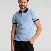 Рубашка поло Prince 190 голубая с темно-синим, размер S