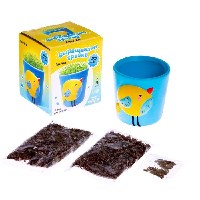 Набор для опытов «Выращиваем травку», птичка Набор для опытов «Выращиваем травку», птичка