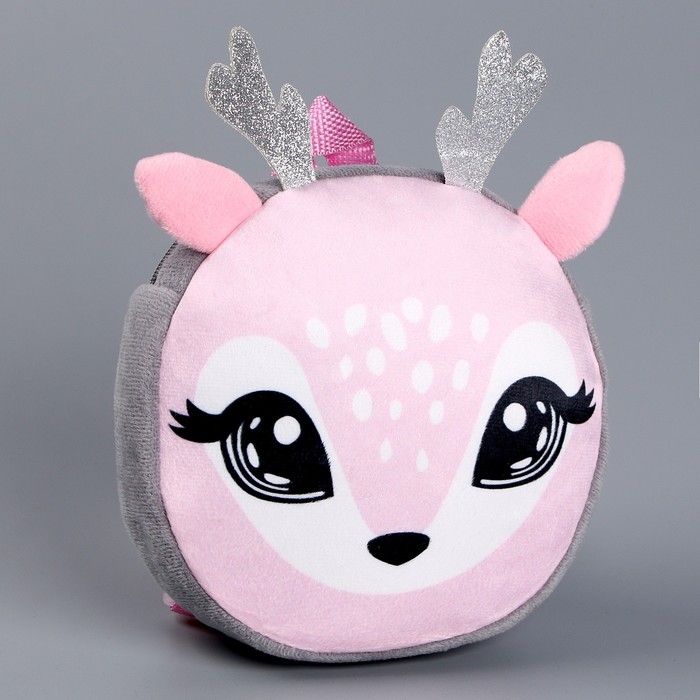 Рюкзак детский плюшевый, круглый &laquo;Оленёнок&raquo;, 18 &times; 18 см