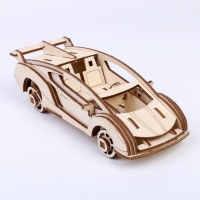 Конструктор из дерева &laquo;Спортивная машина&raquo;, 19,1х8,1х5,8 см, в комплекте краски, кисточка и наждачная бумага