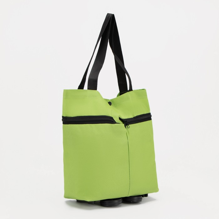 Сумка хозяйственная складная на 2х колёсах, на кнопке, цвет зелёный Сумка хозяйственная складная на 2х колёсах, на кнопке, цвет зелёный