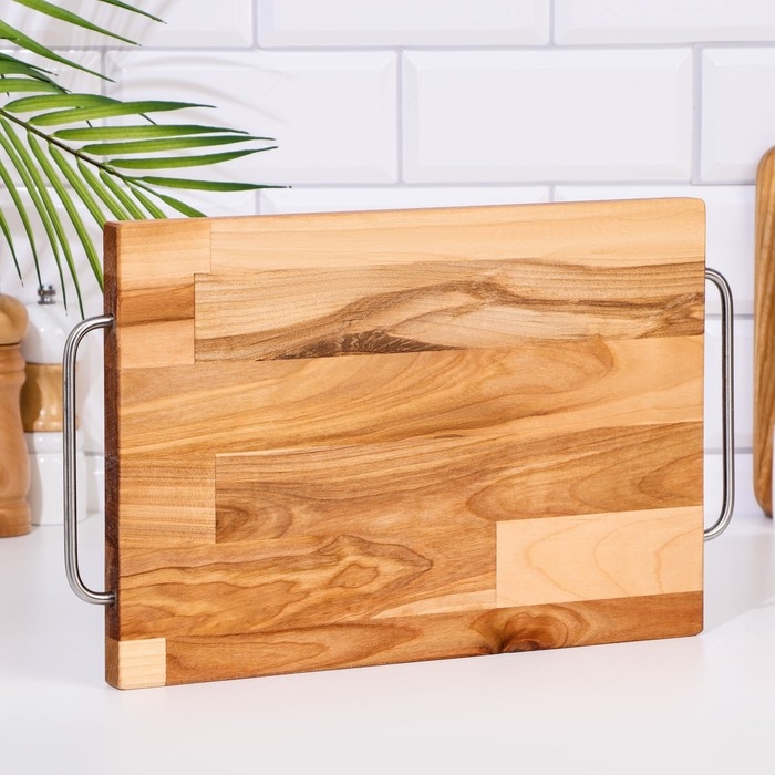 Доска разделочная и сервировочная Доска разделочная и сервировочная "Прямоугольник" (металлические ручки) 38х23х2 см