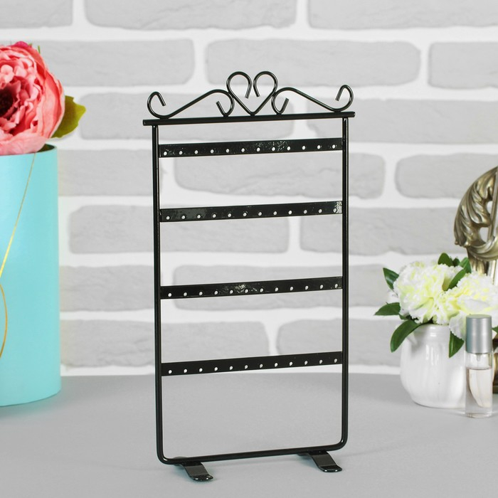 Подставка для украшений, 4 ряда, 16×7×29 см, цвет чёрный Подставка для украшений, 4 ряда, 16×7×29 см, цвет чёрный