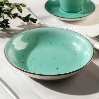 Тарелка фарфоровая глубокая DOTS menta, 500 мл, d=20 см, цвет бирюзовый Тарелка фарфоровая глубокая DOTS menta, 500 мл, d=20 см, цвет бирюзовый