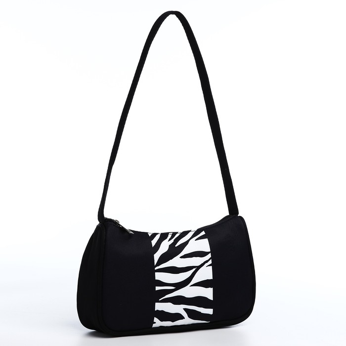 Сумка женская багет из текстиля, &laquo;Зебра&raquo;, 23х13х5 см.