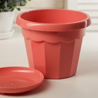 Горшок для цветов с поддоном Доляна &laquo;Эрика&raquo;, 1,8 л, цвет коралловый