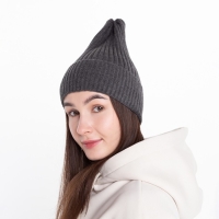 Шапка женская демисезонная, цвет т-серый, размер 56-58 Шапка женская демисезонная, цвет т-серый, размер 56-58