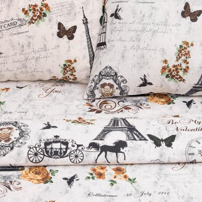 Постельное бельё "Этель" 2 сп. Парижские сезоны175х215 см, 200х220 см, 70х70 см - 2 шт., 100% хлопок, бязь 125 г/м&sup2;