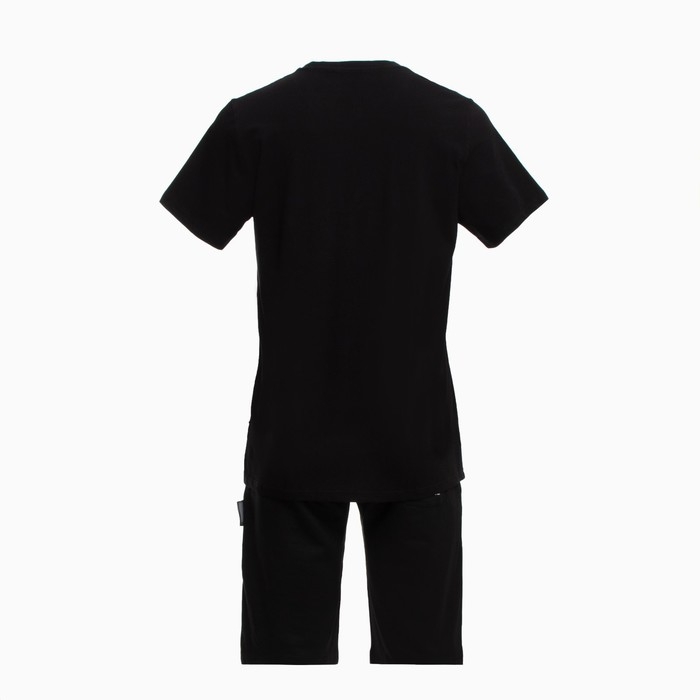 Костюм мужской (футболка/шорты), цвет чёрный/принт МИКС, размер M