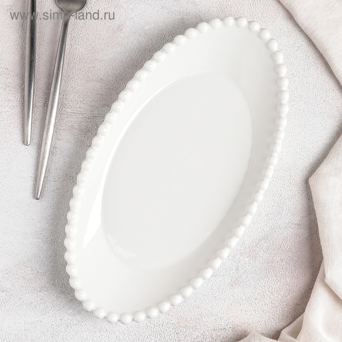 Блюдо керамическое овальное «Классика», 27,5×14×4 см, цвет белый Блюдо керамическое овальное «Классика», 27,5×14×4 см, цвет белый