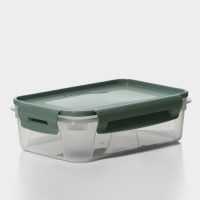 Контейнер пищевой Lock&Ok, 0,75 л, 18,6&times;12,2&times;5,5 см,прозрачный, крышка зеленая