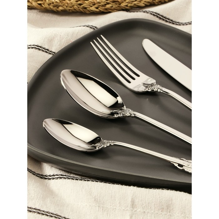 Набор столовых приборов из нержавеющей стали Magistro Queen, 4 предмета, цвет серебряный Набор столовых приборов из нержавеющей стали Magistro Queen, 4 предмета, цвет серебряный