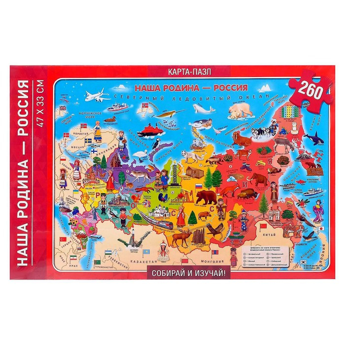 Карта-пазл &laquo;Наша Родина &mdash; Россия&raquo;, 260 элементов, МИКС