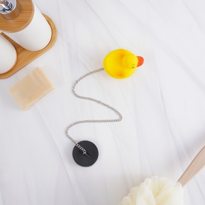 Пробка для ванны с игрушкой Доляна &laquo;Утёнок&raquo;, (диаметр верха 5,1 см, низа 4,6 см), цепочка 40 см