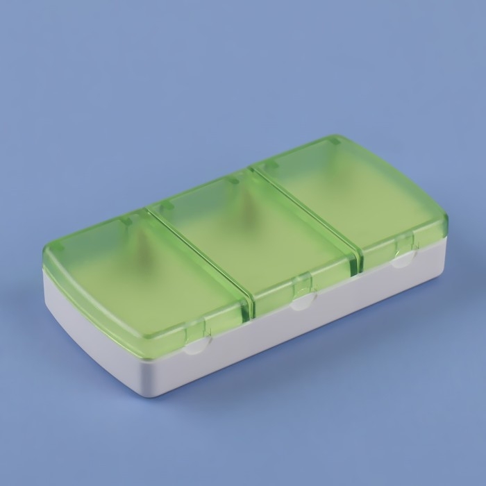 Таблетница, 9,5 &times; 4,5 &times; 1,7 см, 3 секции, цвет МИКС