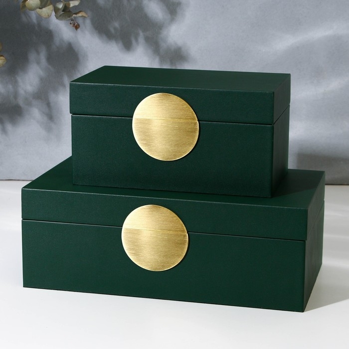 Шкатулка для украшений &laquo;Изумруд&raquo; экокожа, набор 2 шт.