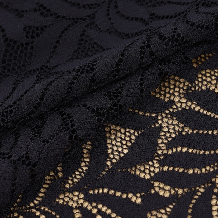 Кружевная эластичная ткань, 185 мм × 2,7 ± 0,5 м, цвет чёрный Кружевная эластичная ткань, 185 мм × 2,7 ± 0,5 м, цвет чёрный