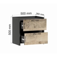 Тумба прикроватная с 2мя ящиками Денвер, 500х360х500, Графит/Дуб гранж