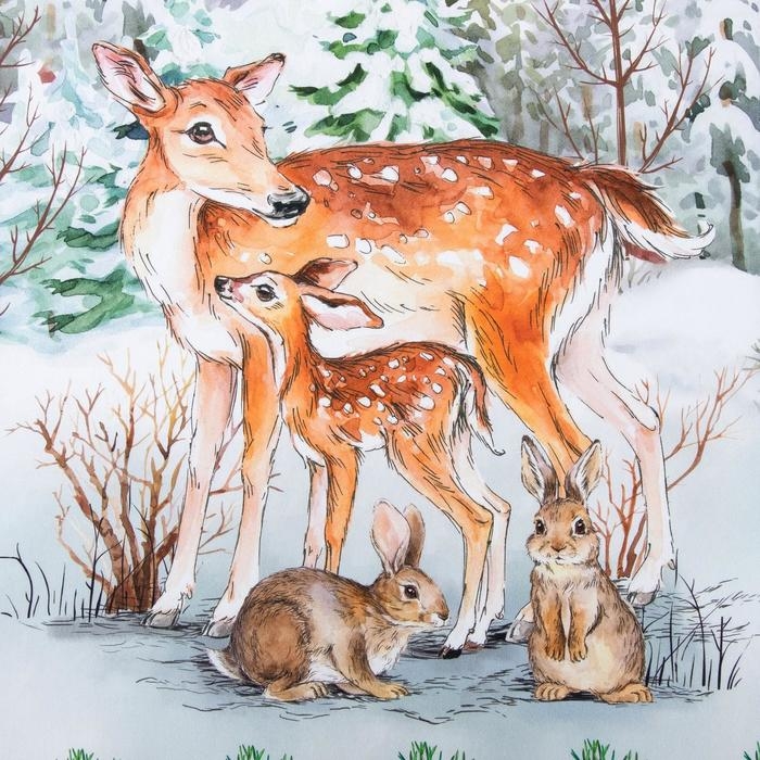 Полотенце &laquo;Олени&raquo; ТМ &laquo;Этель: Новогодний лес&raquo;, 40 &times; 67 см, 100 % хлопок, саржа, 190 г/м&sup2;