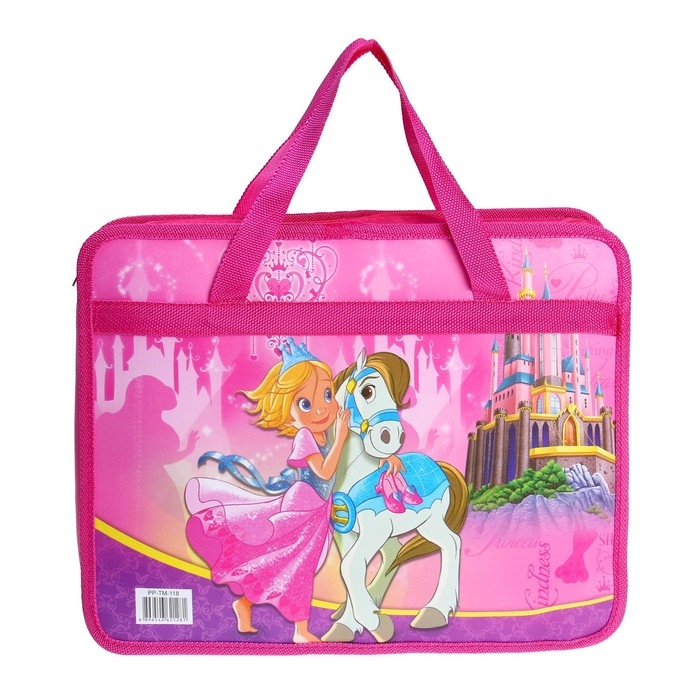 Папка с ручками пластиковая А4, 37 х 22 х 5 см Папка с ручками пластиковая А4, 37 х 22 х 5 см "Принцесса"