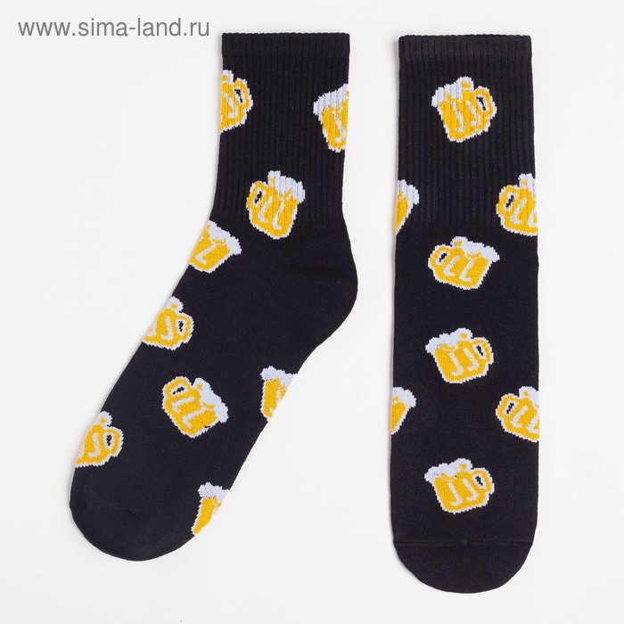 Носки мужские Носки мужские "Пиво" размер 41-44 (27-29 см), чёрный