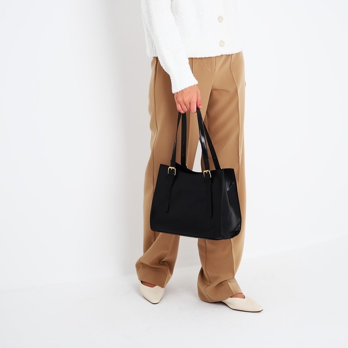 Сумка женская тоут на молнии, цвет чёрный Сумка женская тоут на молнии, цвет чёрный