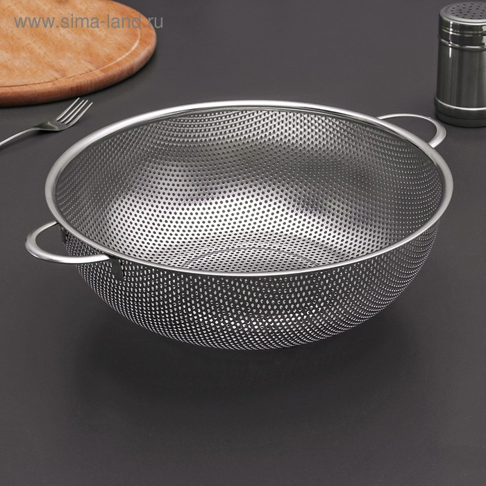 Дуршлаг из нержавеющей стали с ручками &laquo;Марко&raquo;, d=28 см, две ручки, цвет хромированный