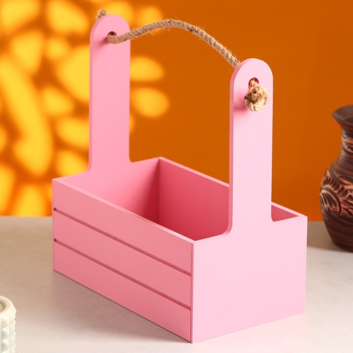 Набор кашпо деревянных 3 в 1 (29&times;18&times;33; 25&times;15&times;30; 21&times;12&times;23) "Аром", Розовый Коралл