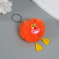 Пушистик на кольце "Зубастик" оранжевый 7,6х6х6 см