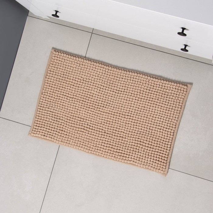 Коврик "Букли" для ванной 38х60 см, бежево-персиковый, микрофибра