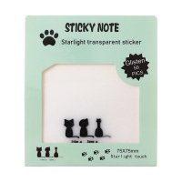 Блок с липким краем 75мм х 75мм 50л пластик прозрачные с блестками Кошки Блок с липким краем 75мм х 75мм 50л пластик прозрачные с блестками Кошки