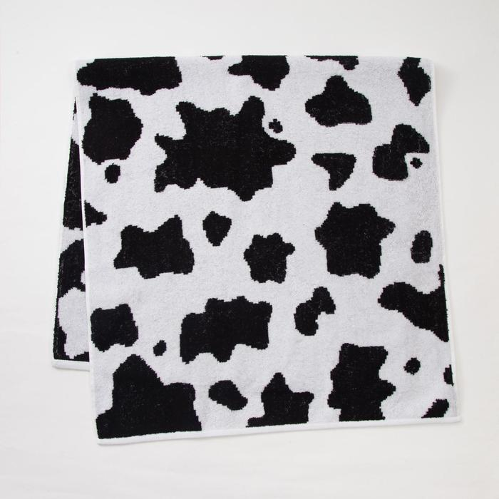 Полотенце махровое Этель ЧБ «Корова», пестроткань, 70х130 см Полотенце махровое Этель ЧБ «Корова», пестроткань, 70х130 см
