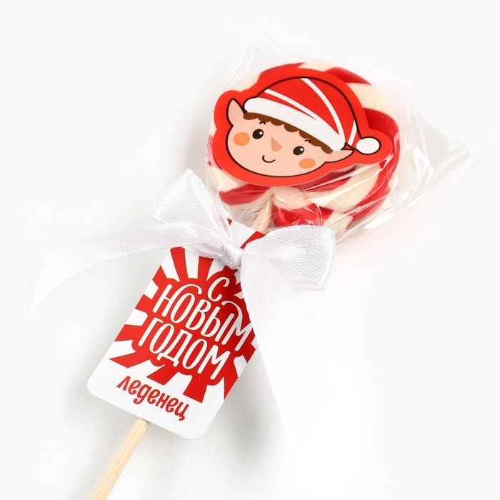 Леденец диск в пакете на палочке &laquo;С новым годом&raquo; вкус клубника 15 г