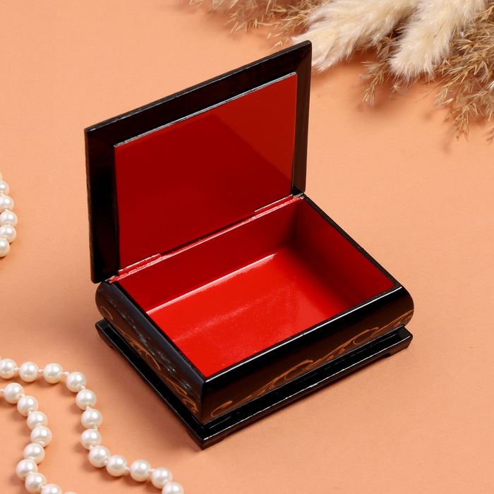 Шкатулка "Лето", черная, 8&times;10,5 см, лаковая миниатюра