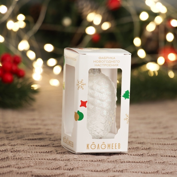 Ёлочное украшение "Шишка в снегу" микс, в подарочной упаковке, h-8см