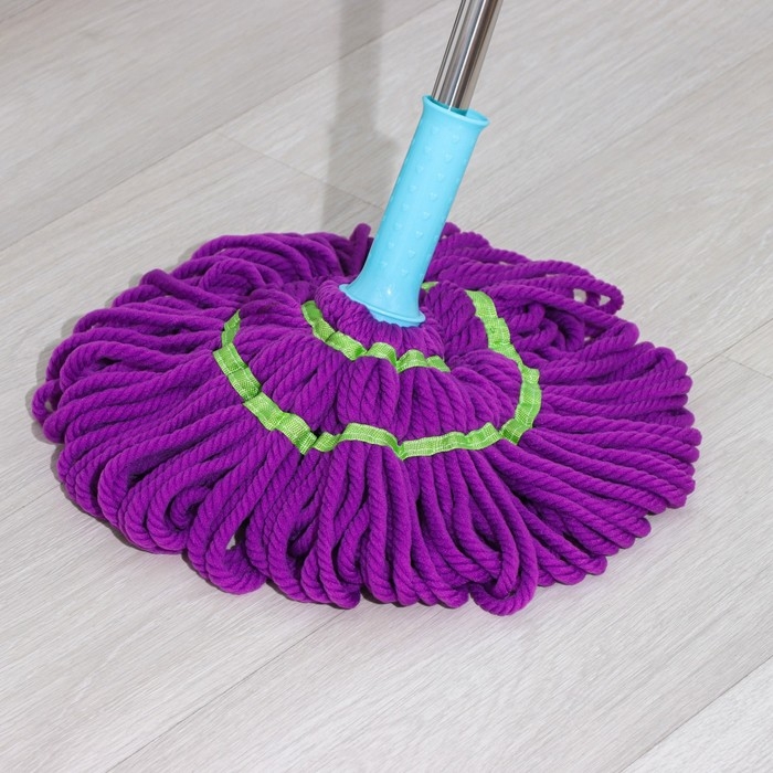 Швабра с отжимом Доляна, насадка из микрофибры &laquo;Плетенка&raquo; 80 гр, стальная ручка 119 см