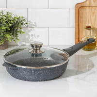 Сковорода &laquo;Гранит&raquo;, d=26 см, антипригарное покрытие, съёмная ручка, стеклянная крышка, цвет серый