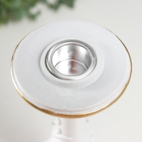 Подсвечник полистоун на 1 свечу "Пышный лист" белый 26,5х9х9 см