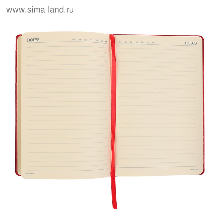 Ежедневник недатированный А5, 160 листов Megapolis, твёрдая обложка, искусственная кожа, красный