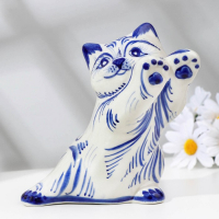 Сувенир "Кошка Дарси в стойке", гжель, фарфор, 15х16 см Сувенир "Кошка Дарси в стойке", гжель, фарфор, 15х16 см