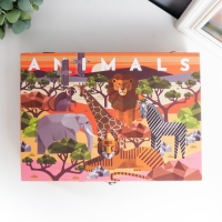 Шкатулка дерево "Звери Африки" кожзам и бархат 5,5х24х17 см Шкатулка дерево "Звери Африки" кожзам и бархат 5,5х24х17 см