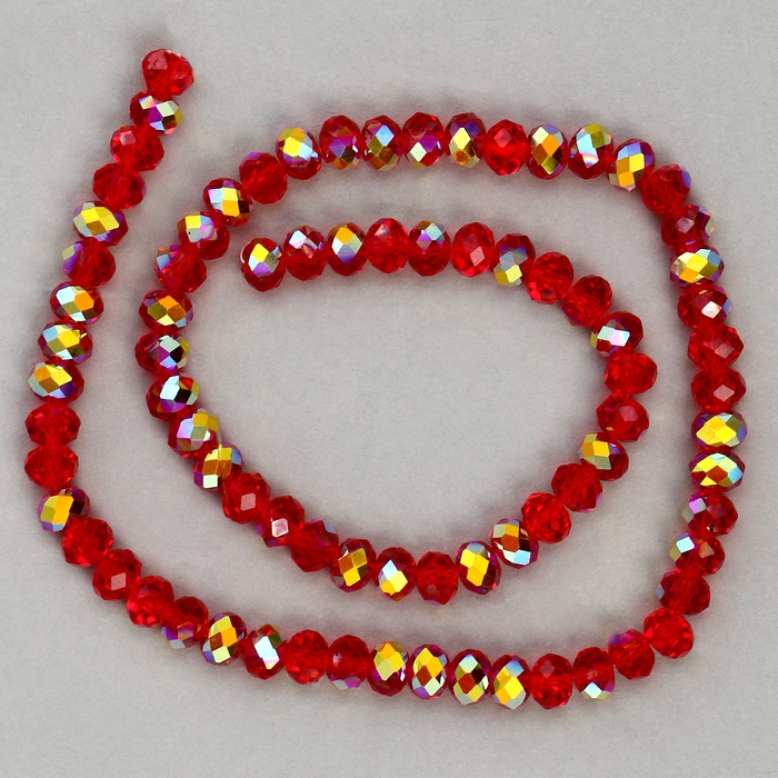 Бусины из стекла, набор 72 шт., размер 1 шт. &mdash; 8 мм, цвет красный