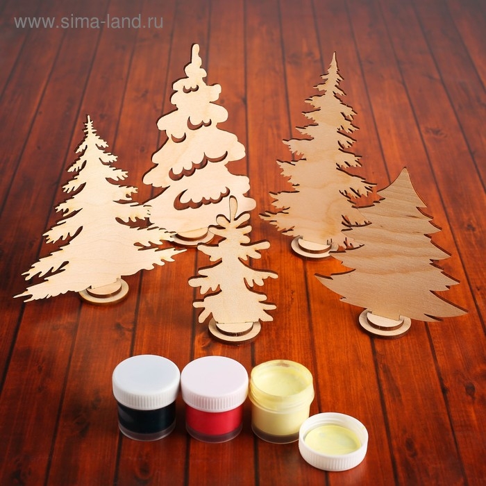 Набор заготовок для творчества &laquo;Ёлочки на подставке&raquo;, 5 шт, 6&times;9, 10&times;11, 13&times;13, 9&times;15, 9&times;15 см