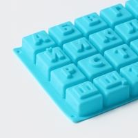 Форма для шоколада Доляна «Алфавит», силикон, 35×18 см, 32 ячейки (3,7×3,7×3 см), цвет МИКС Форма для шоколада Доляна «Алфавит», силикон, 35×18 см, 32 ячейки (3,7×3,7×3 см), цвет МИКС